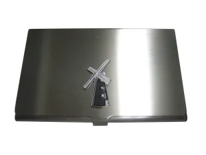 Black and Silver Toned Windmill Business Card Holder