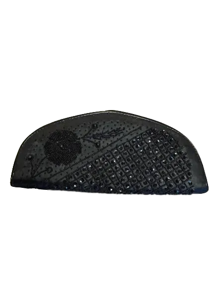 Black Beaded Flat Clutch