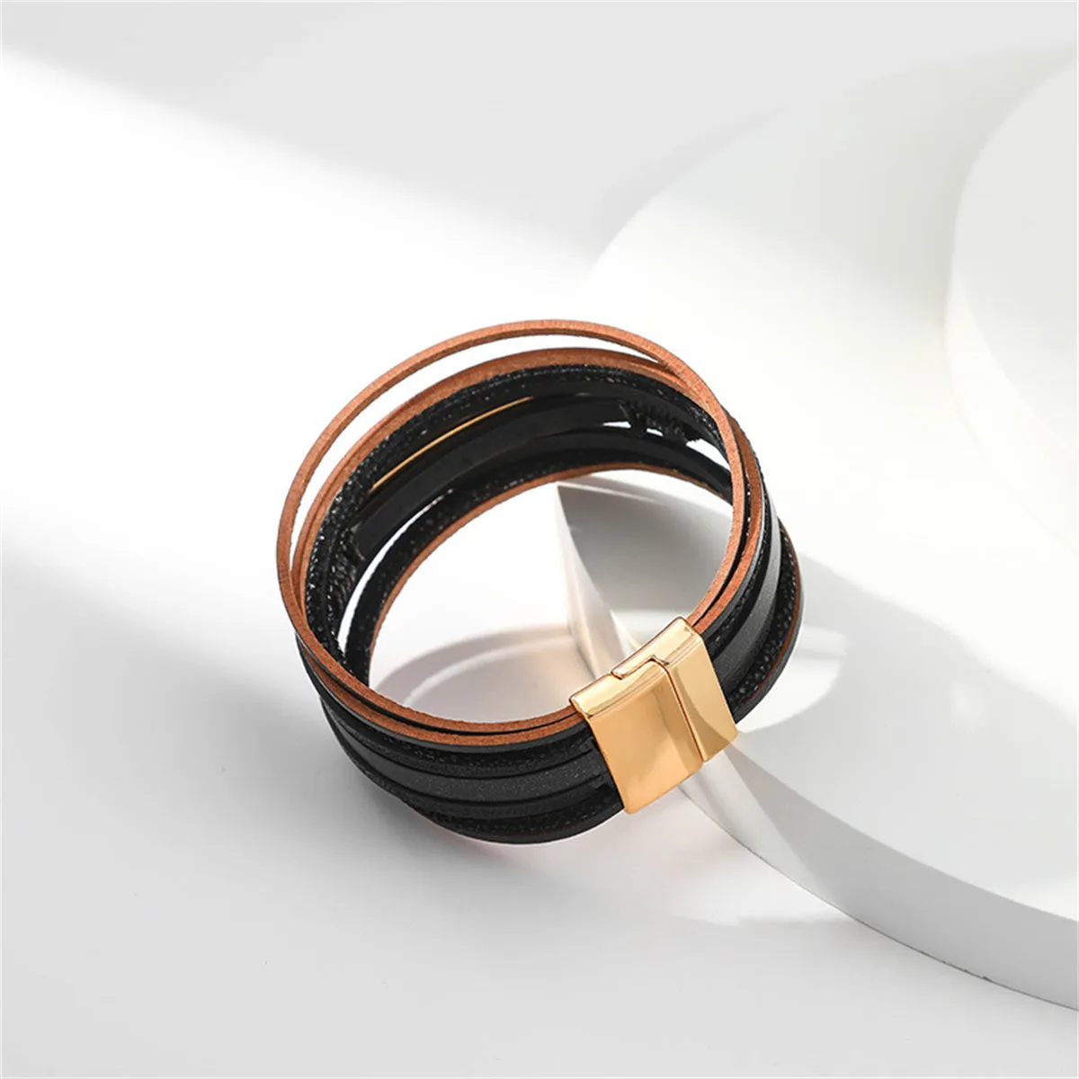 Black Polystyrene & 18K Gold-Plated Strand Bracelet