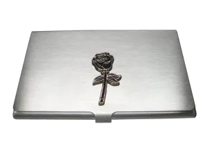 Black Rose Flower Business Card Holder