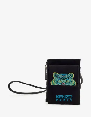 Black Tiger Card Holder with Strap