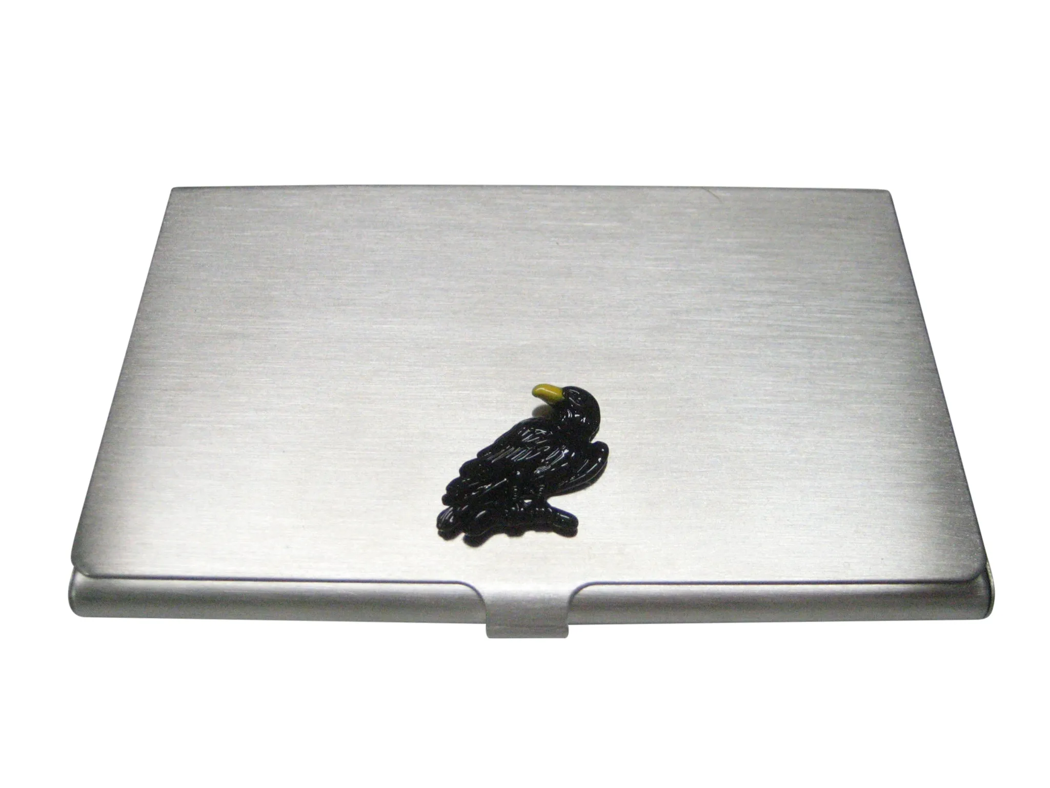 Black Toned Crow Raven Bird Business Card Holder