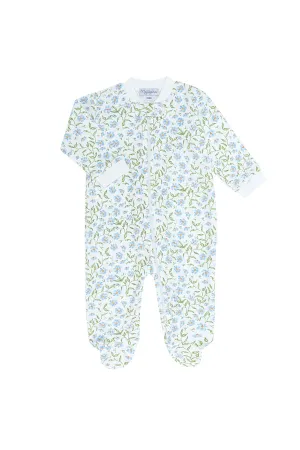 Blue Vines Zipper Footie