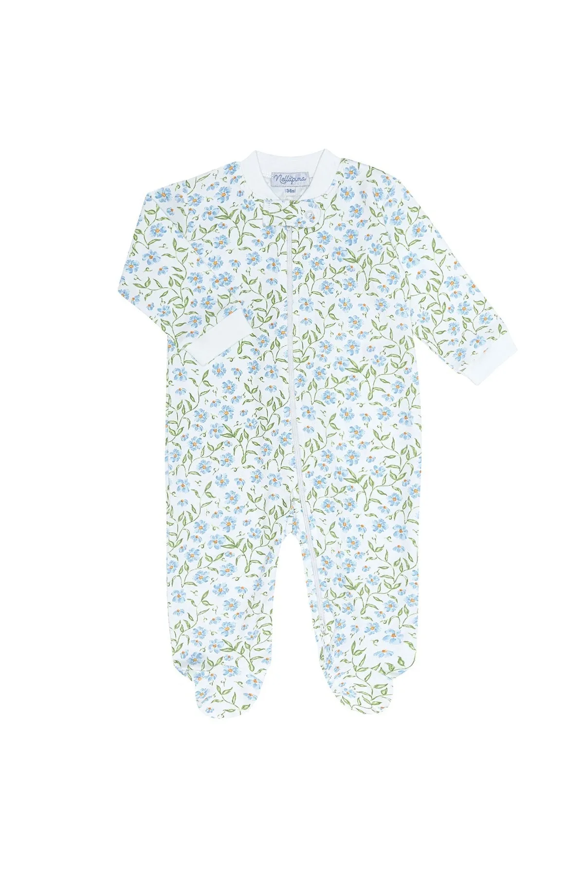 Blue Vines Zipper Footie