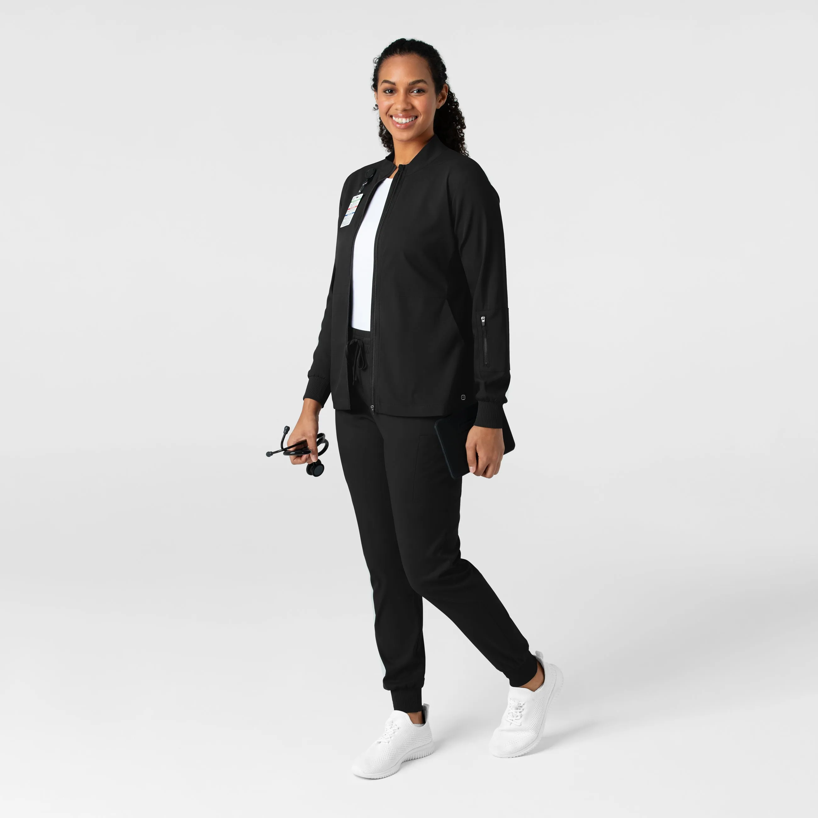 Boundless 8151 Warm Up Scrub Jacket Black