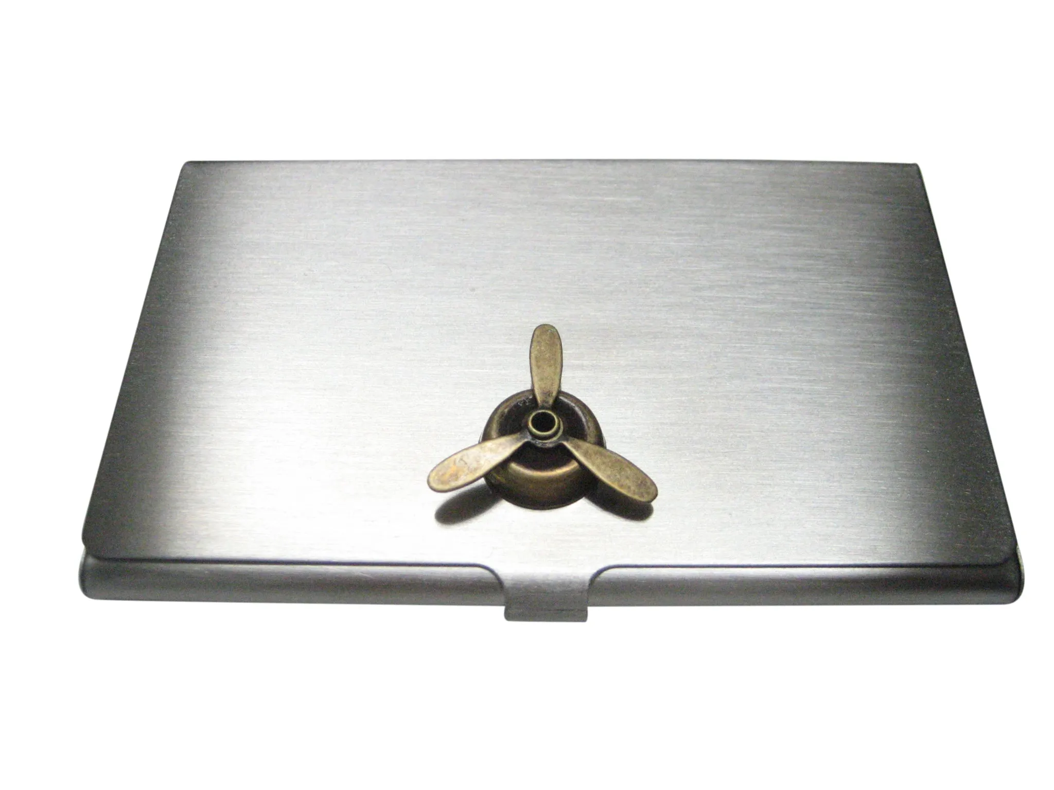 Bronze Toned Airplane Propeller Pendant Business Card Holder