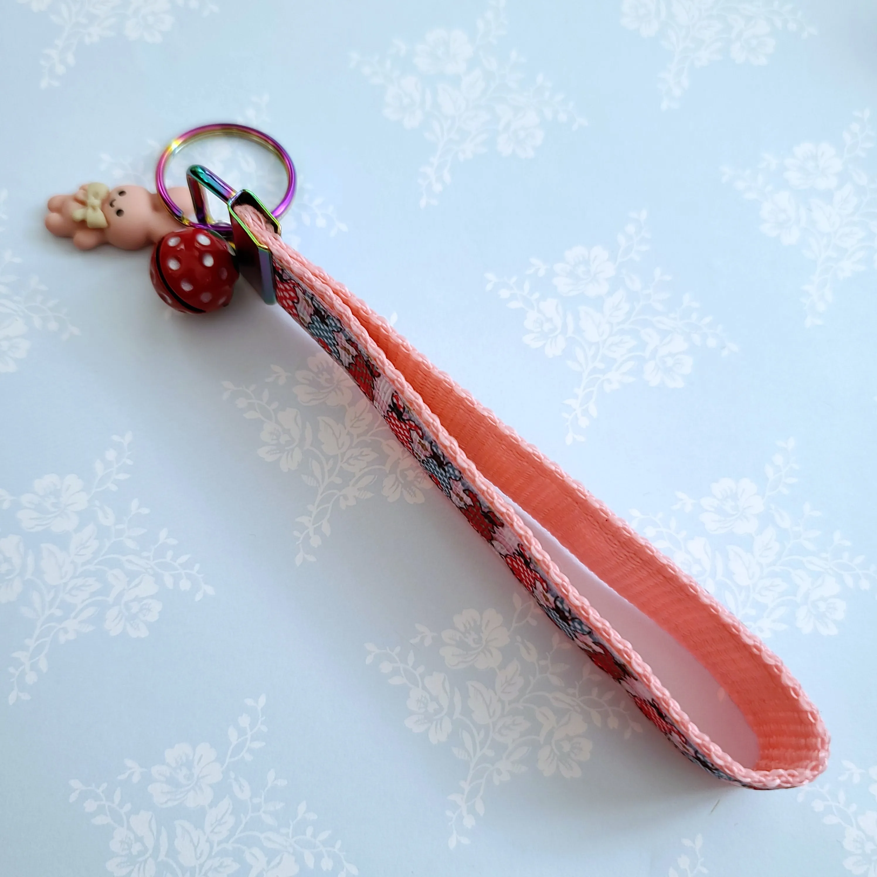 Bunnies with Bows Stars and Polka Dots Key Chain Fob your choice of hardware color