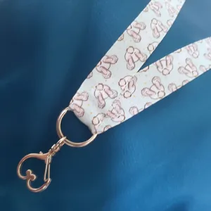 Bunny Butt Lanyard with Silver Heart Clasp