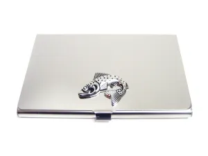 Business Card Holder with Salmon Pendant