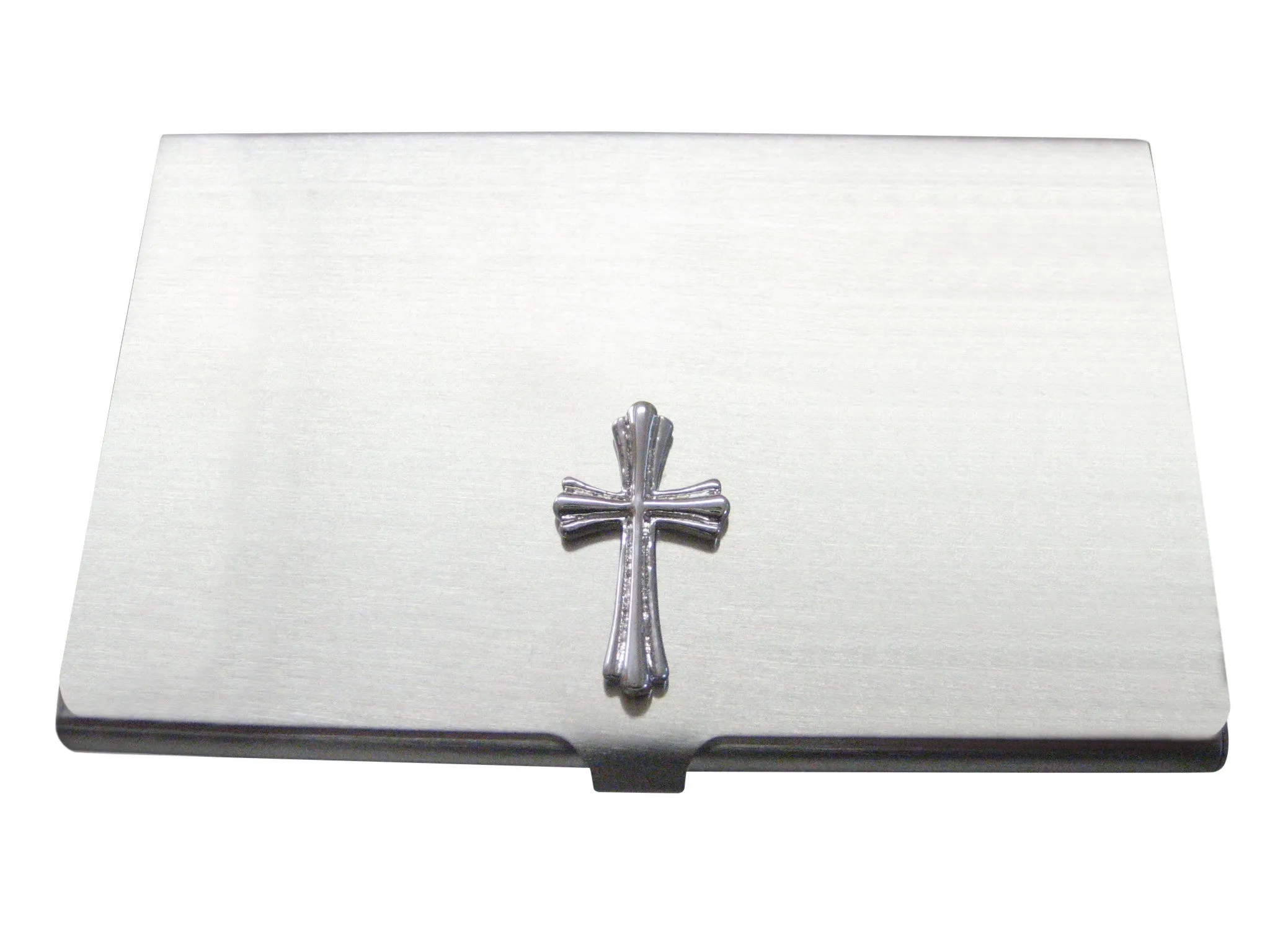 Business Card Holder with Textured Religious Cross Pendant