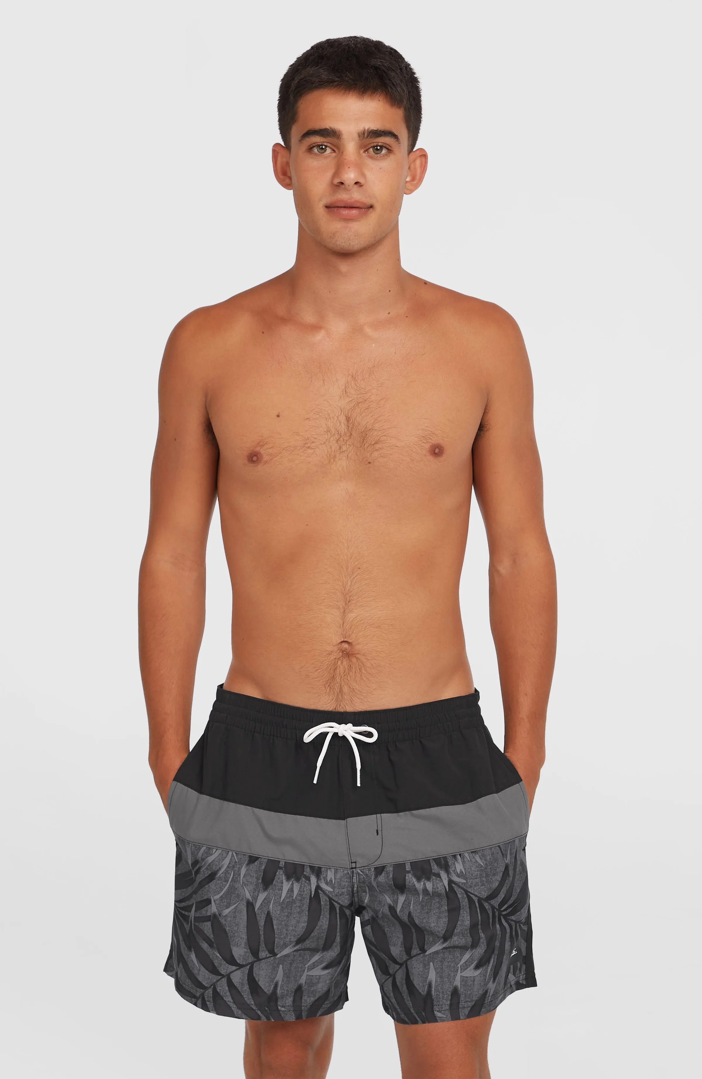 Cali Block 15'' Badehose | Black Dipped Leaves