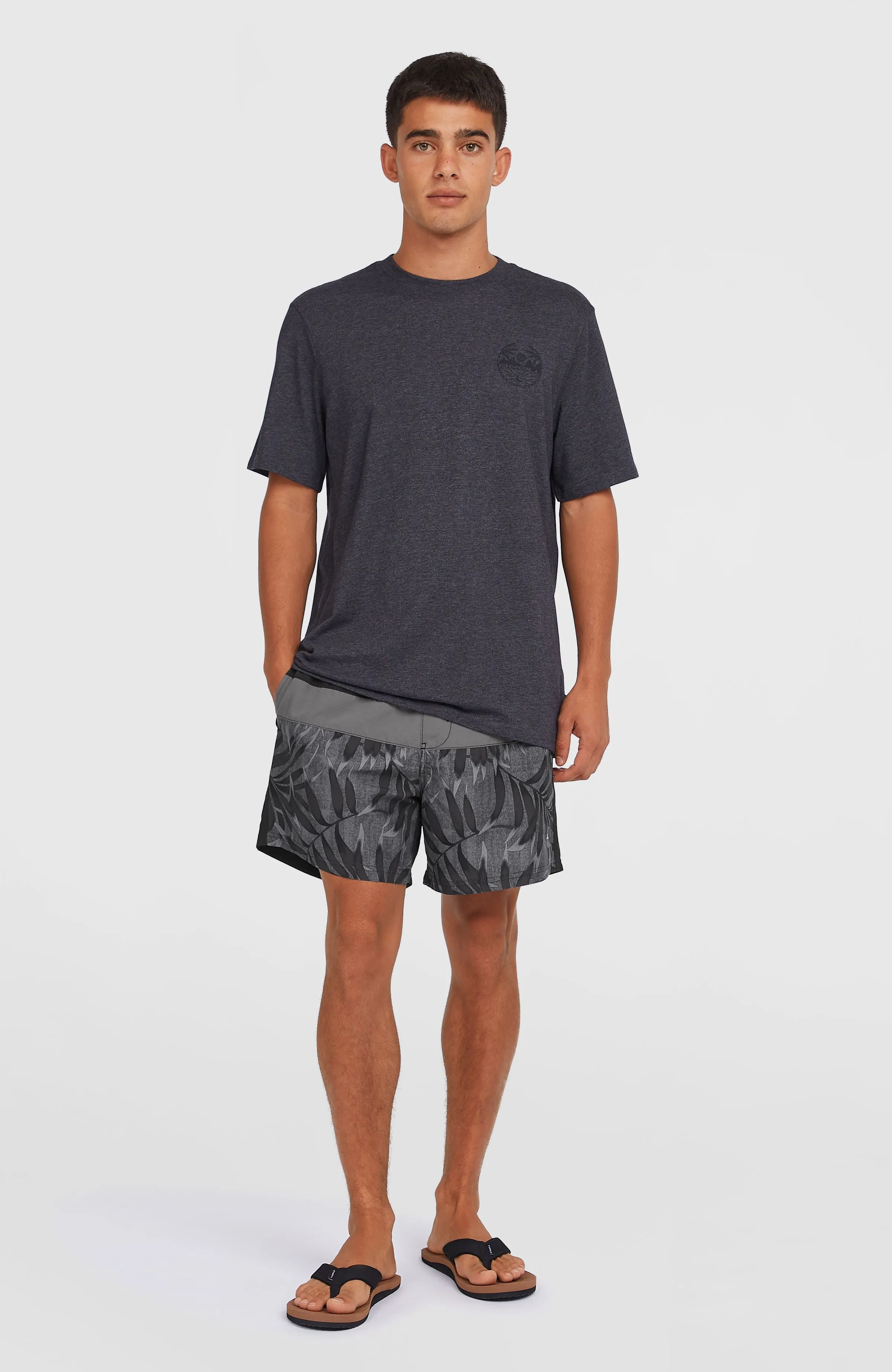 Cali Block 15'' Badehose | Black Dipped Leaves