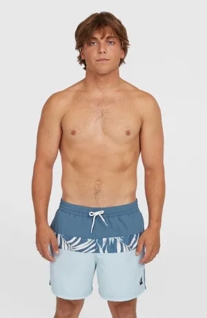 Cali Block 15'' Badehose | Blue Dipped Leaves