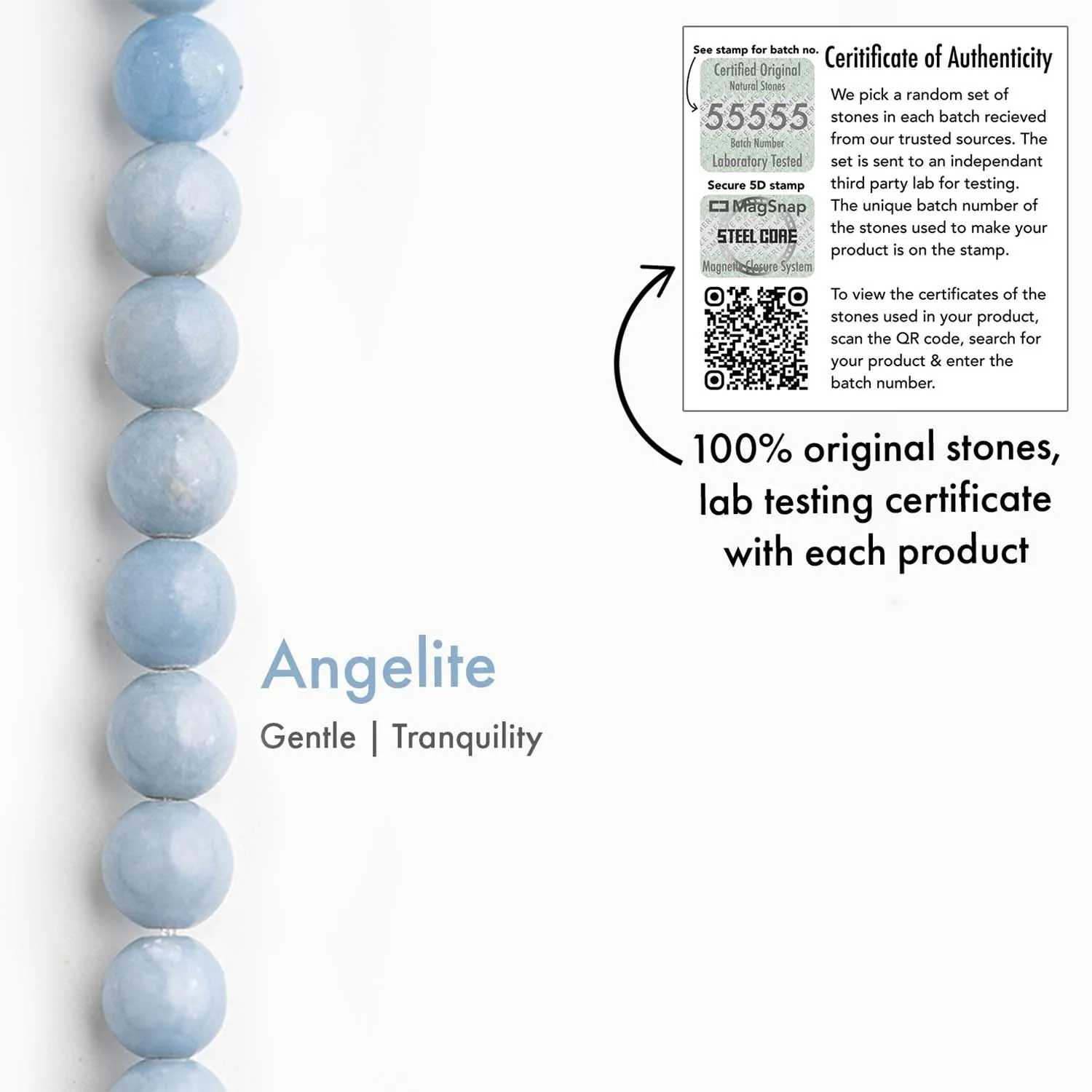 Calming Angelite Natural Stone Bracelet