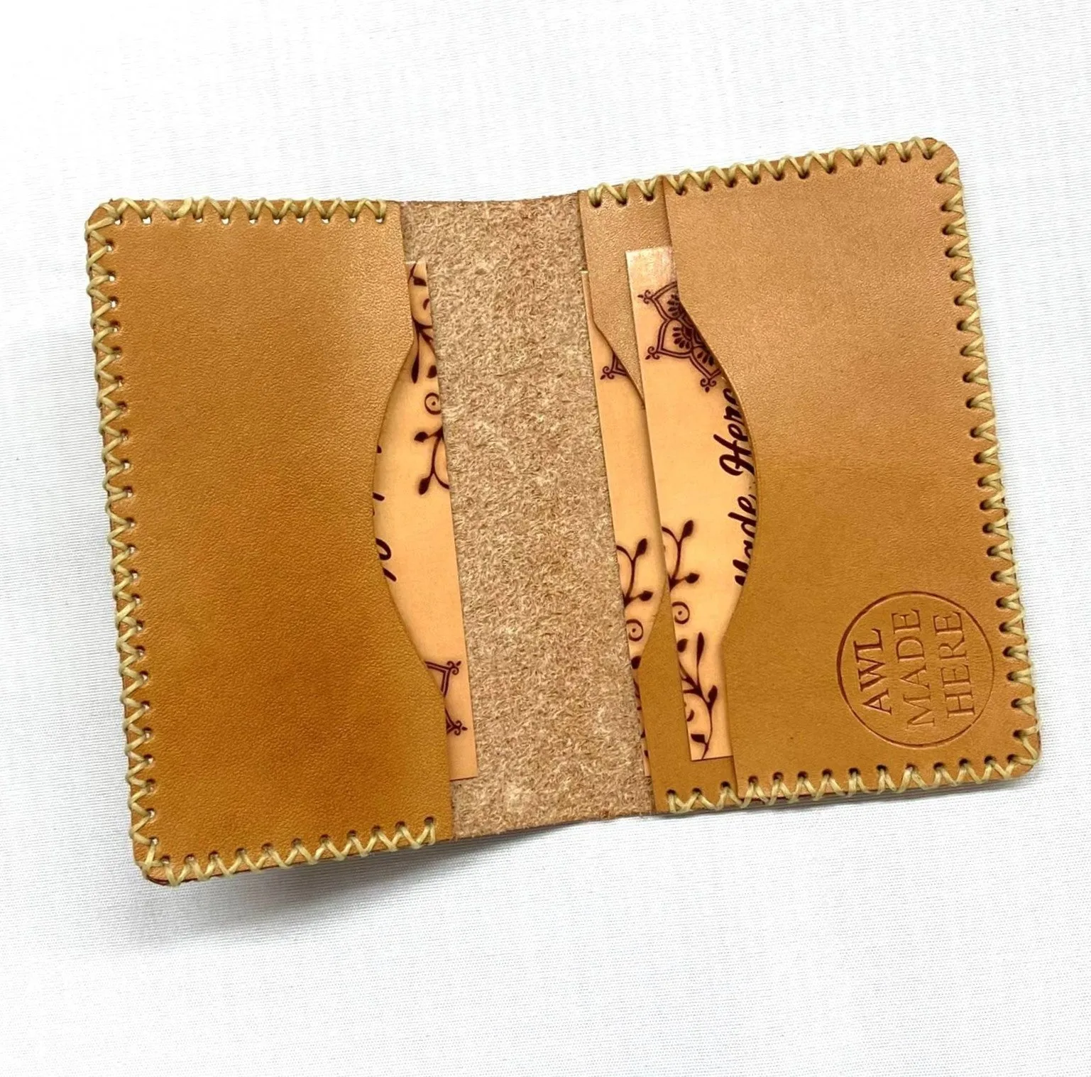 Card Case, Three Pockets. Black or Natural
