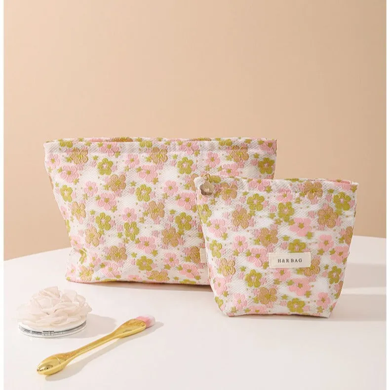 Casual Fresh Yarn-dyed Large Capacity Buggy Cosmetic Bags