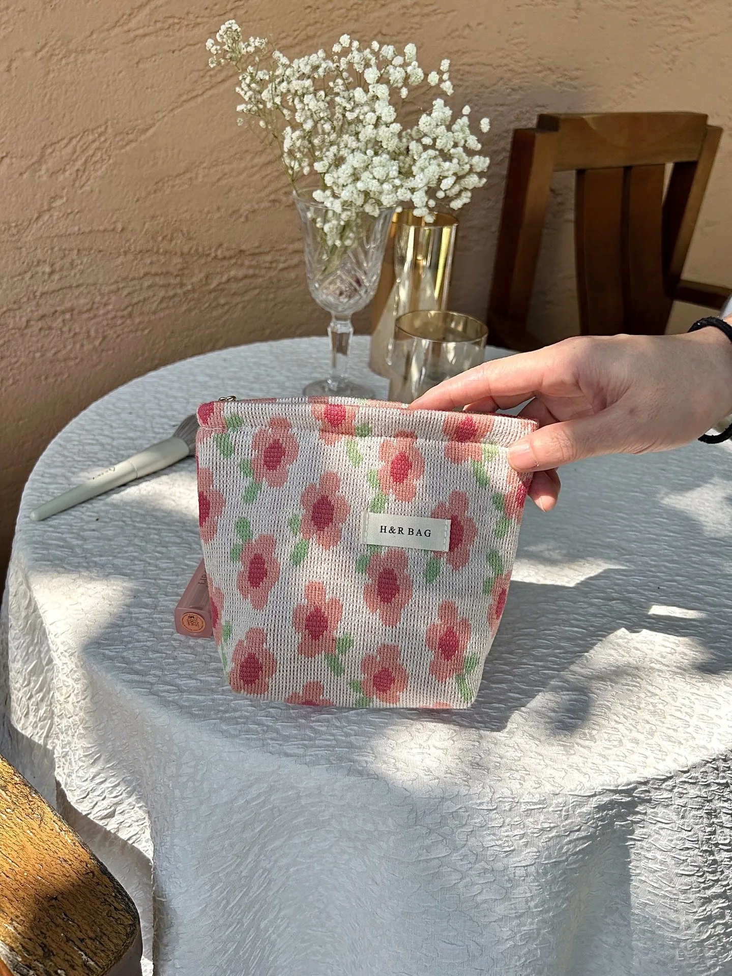 Casual Fresh Yarn-dyed Large Capacity Buggy Cosmetic Bags