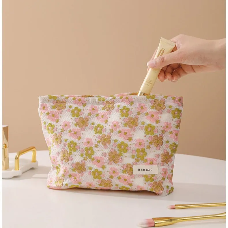 Casual Fresh Yarn-dyed Large Capacity Buggy Cosmetic Bags