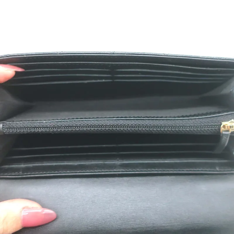 Chanel Camellia-Embossed Quilted Leather L Yen Continental Wallet Black