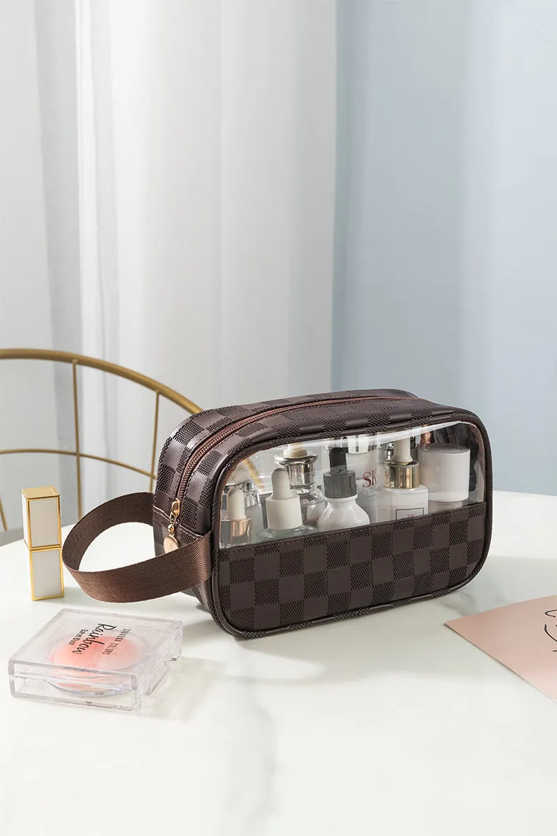 Checkered Monogram Clear Cosmetic Makeup Bag