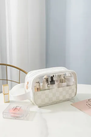 Checkered Monogram Clear Cosmetic Makeup Bag