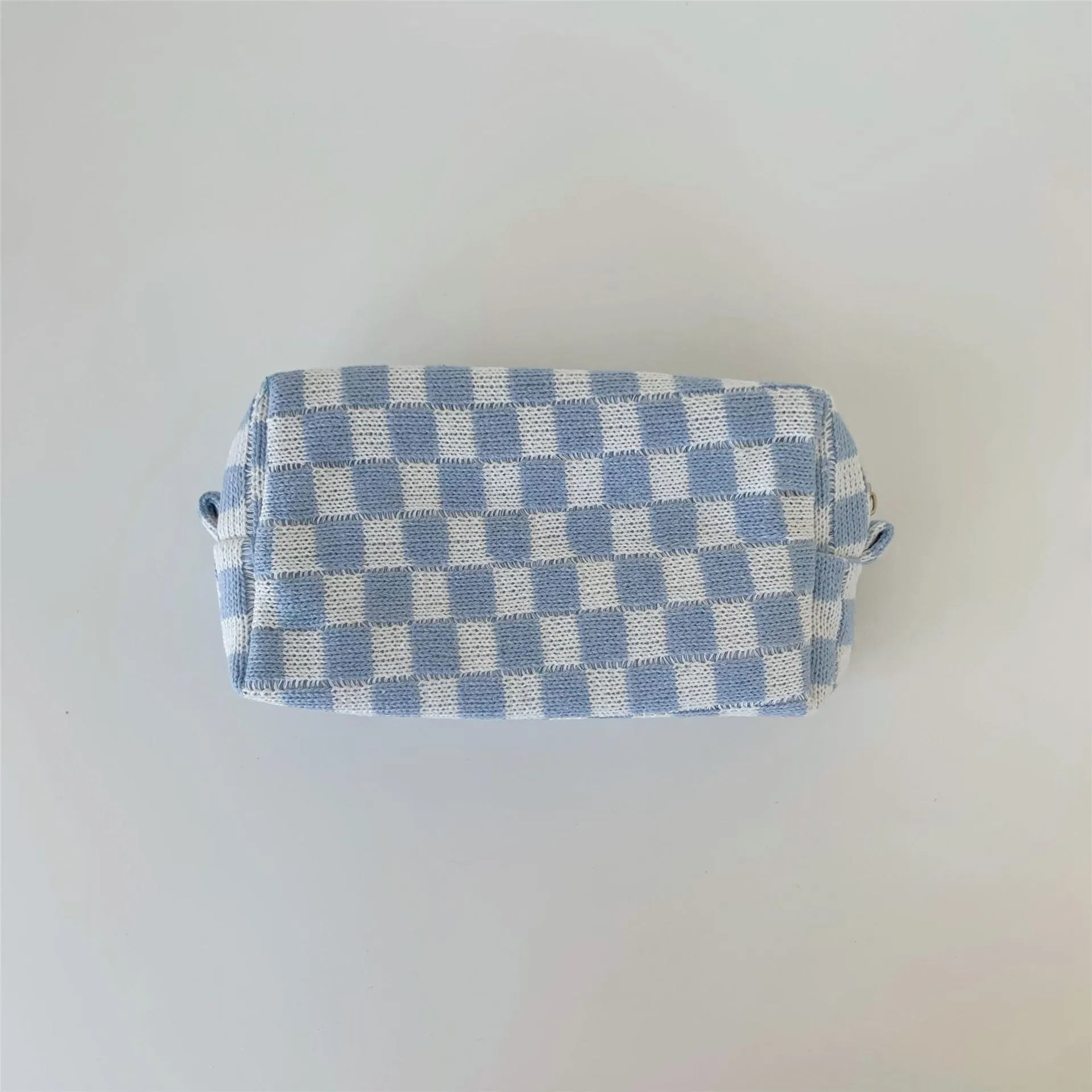 Chessboard Grid Large Capacity Knitted Storage Plaid Cosmetic Bags