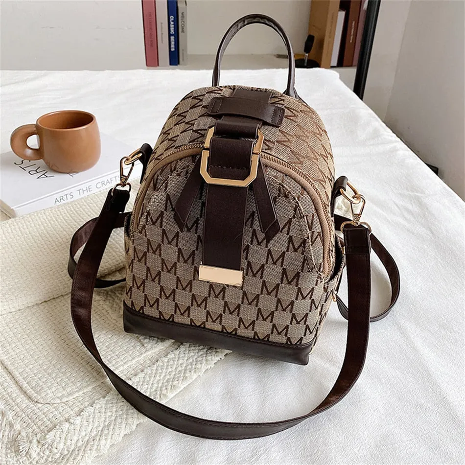 Chic Uptown Monogram Backpack Shoulder Bag for Women, Canvas, One Size