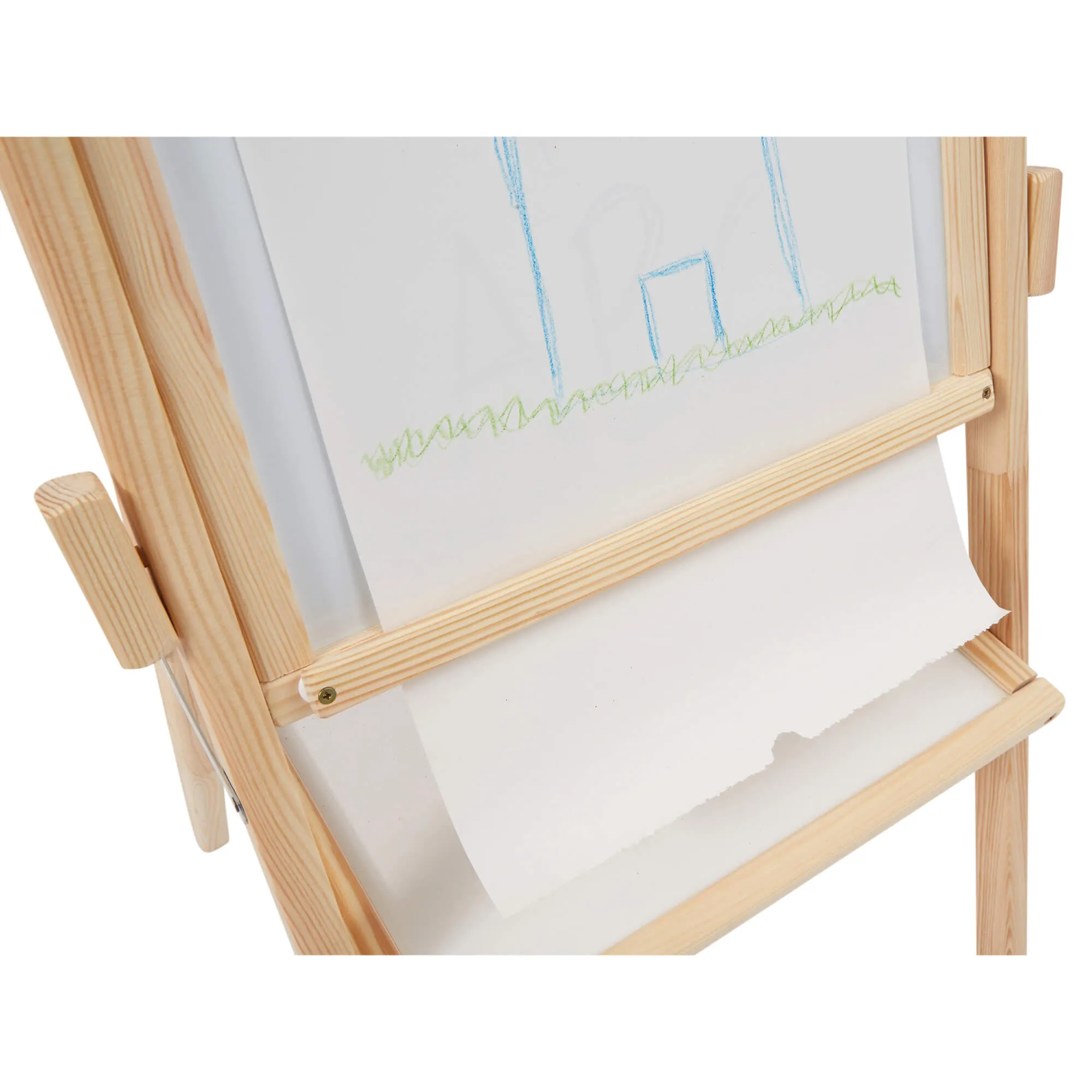 Childrens Wooden 4-in-1 Double Sided Easel | Paper Roll | Counting Beads| 35pc Accessories | 3 Years 