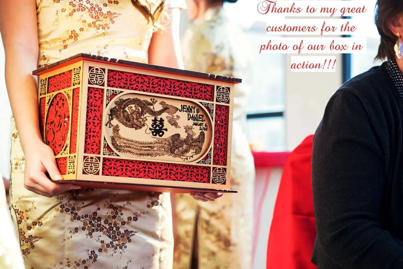 Chinese Wedding Card Box, Oriental Wedding Envelopes Holder, Handmade