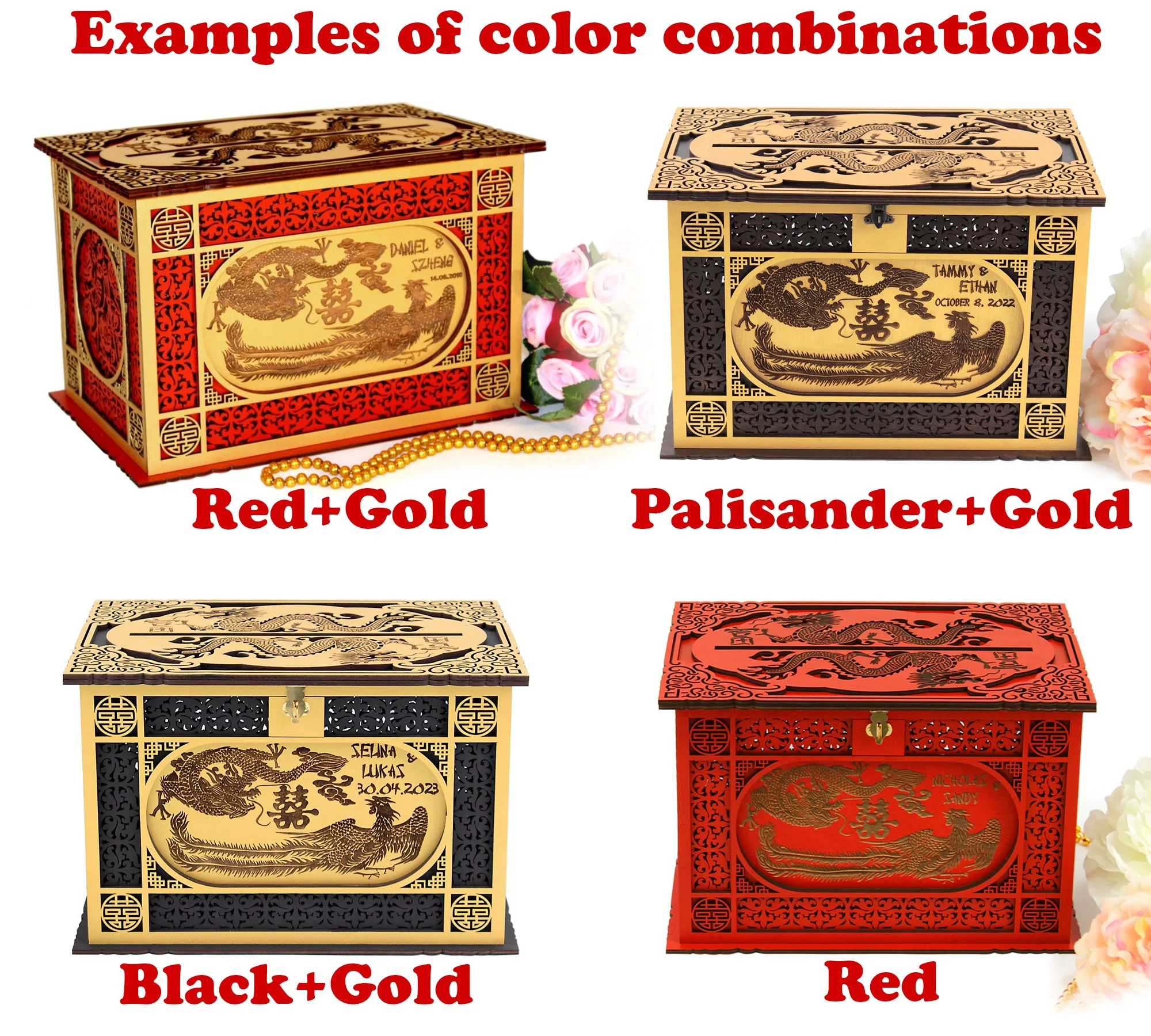 Chinese Wedding Card Box, Oriental Wedding Envelopes Holder, Handmade