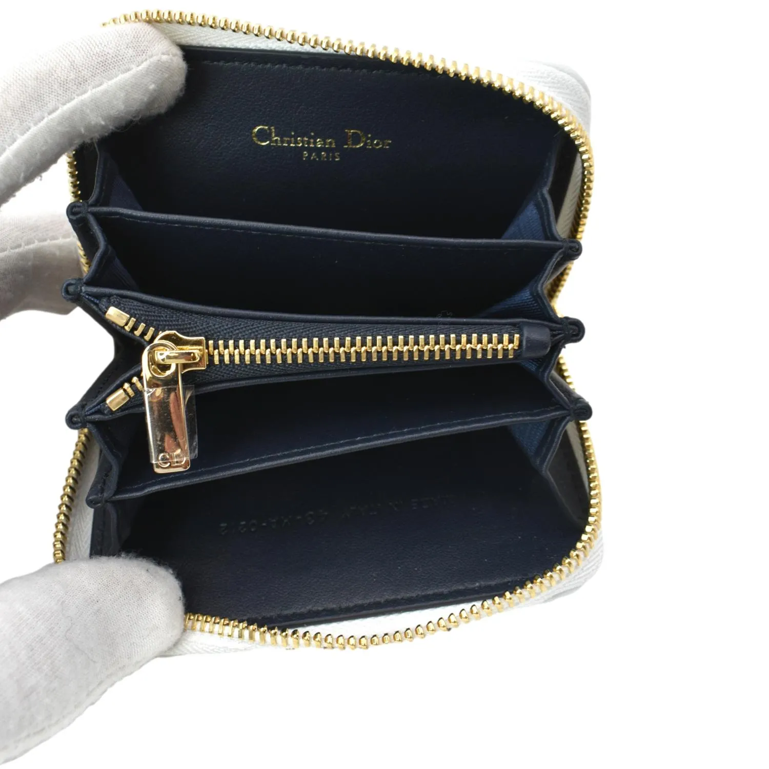CHRISTIAN DIOR Small Vibe Voyageur Calfskin Leather Card Holder Blue