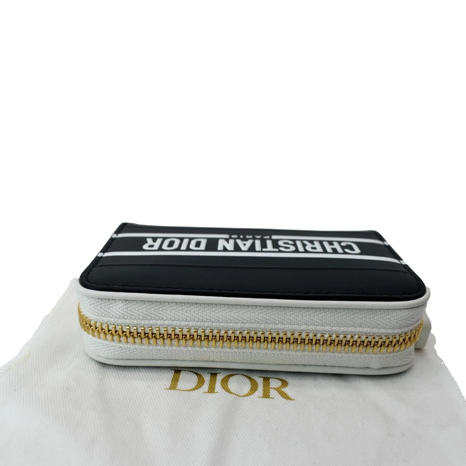 CHRISTIAN DIOR Small Vibe Voyageur Calfskin Leather Card Holder Blue
