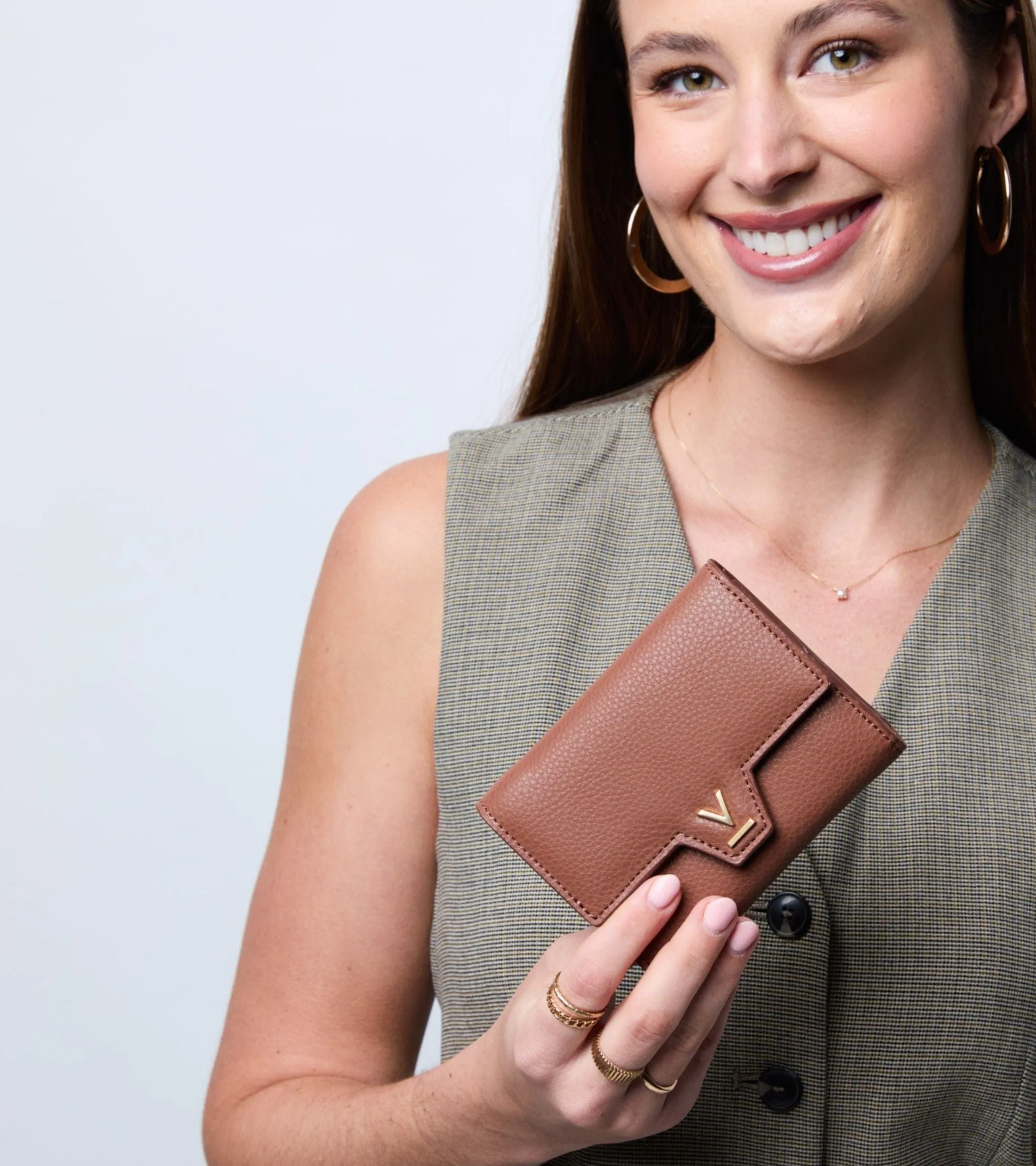 Clemmie Women's Vegan Bio-Based Bamboo Trifold Purse | Brown