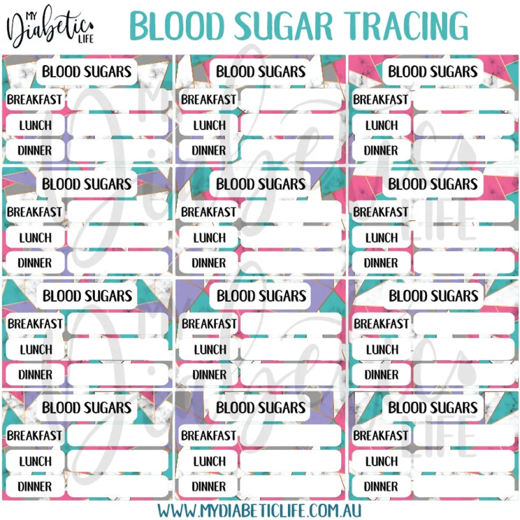 Colour Blocking - 12 Blood Sugar Trackers for Planners