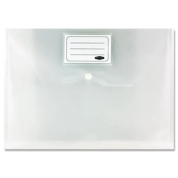 Concept - Packet of 5 A4 Button Wallets - Clear