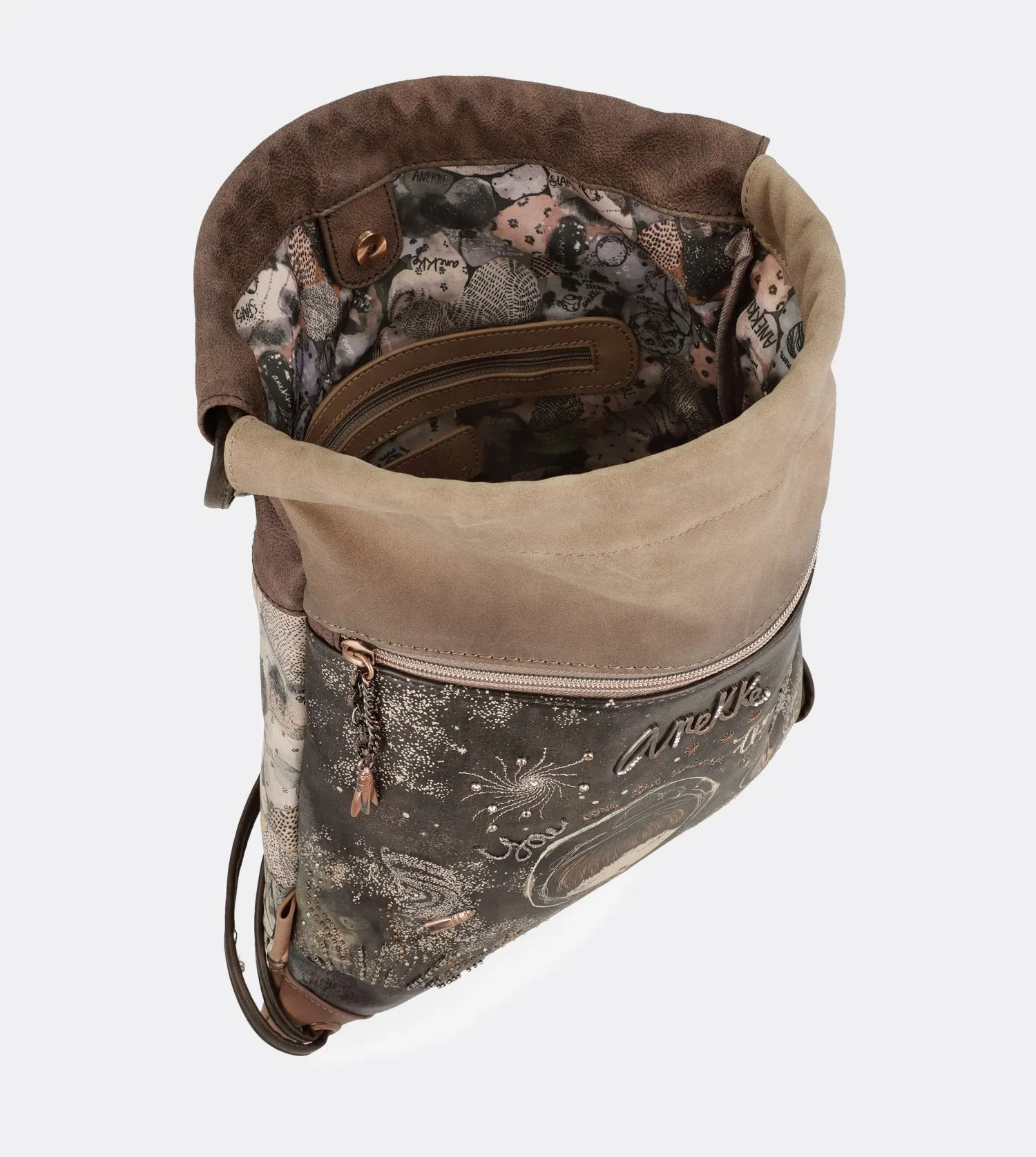 Cool universe fabric cinch bag with a printed design