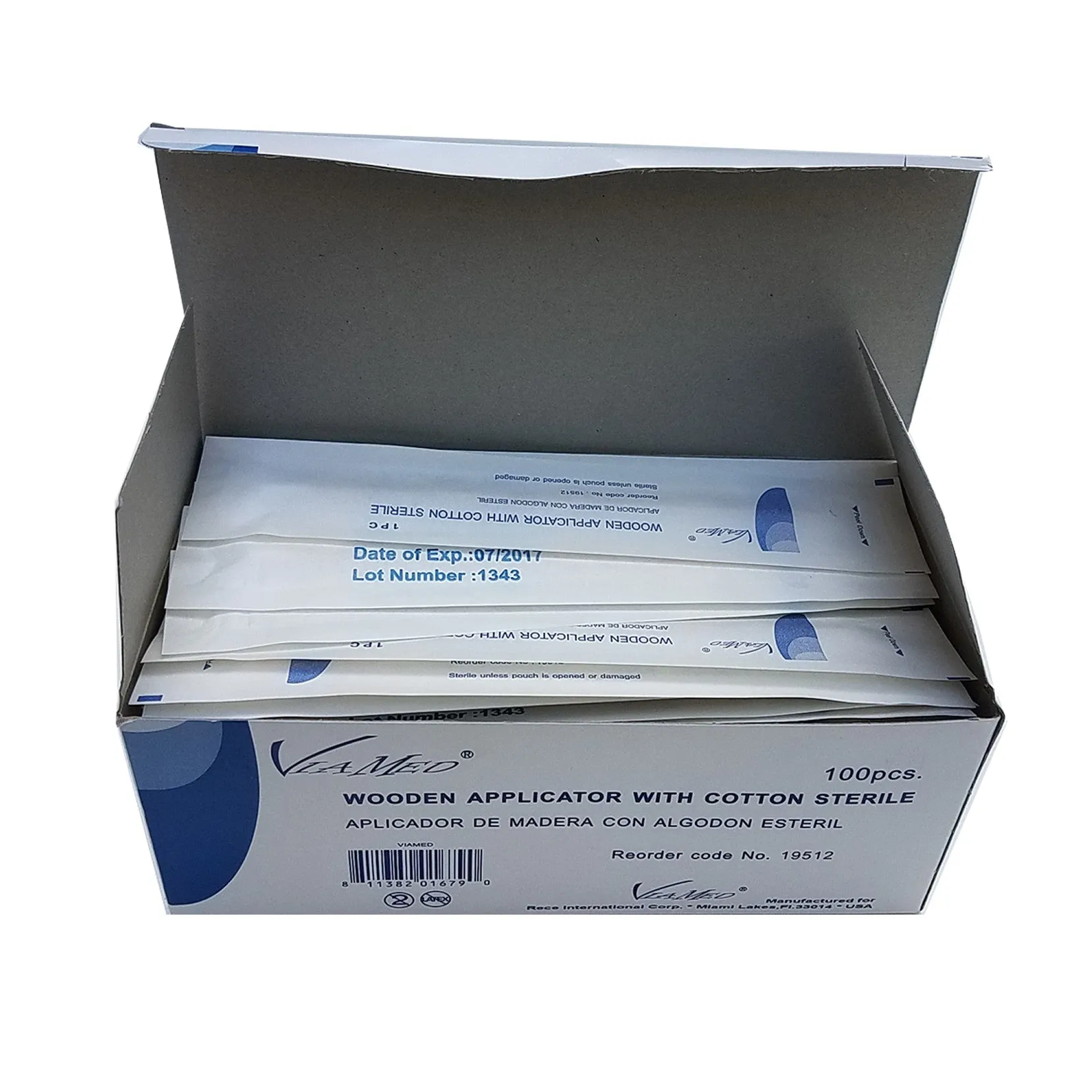 Cotton Tipped Applicator w/ Long Wood Handle Swabs 6" Sterile 100/box 1 per Bag