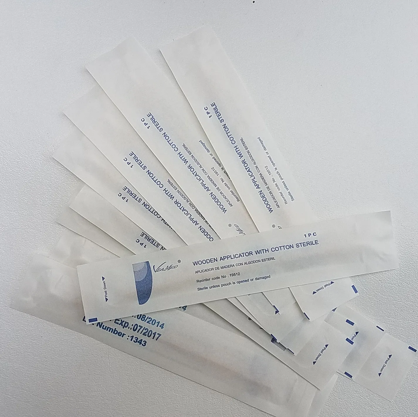 Cotton Tipped Applicator w/ Long Wood Handle Swabs 6" Sterile 100/box 1 per Bag