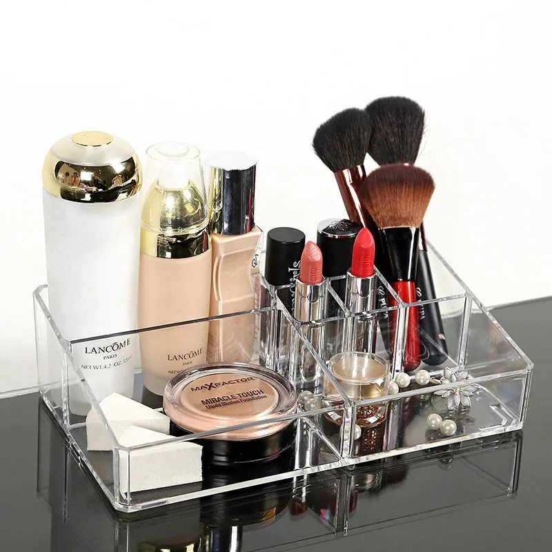 Crystal Acrylic Cosmetic Organizer Clear Makeup Jewelry Cosmetic Storage Display Box Acrylic Case Stand Rack Holder Organizer