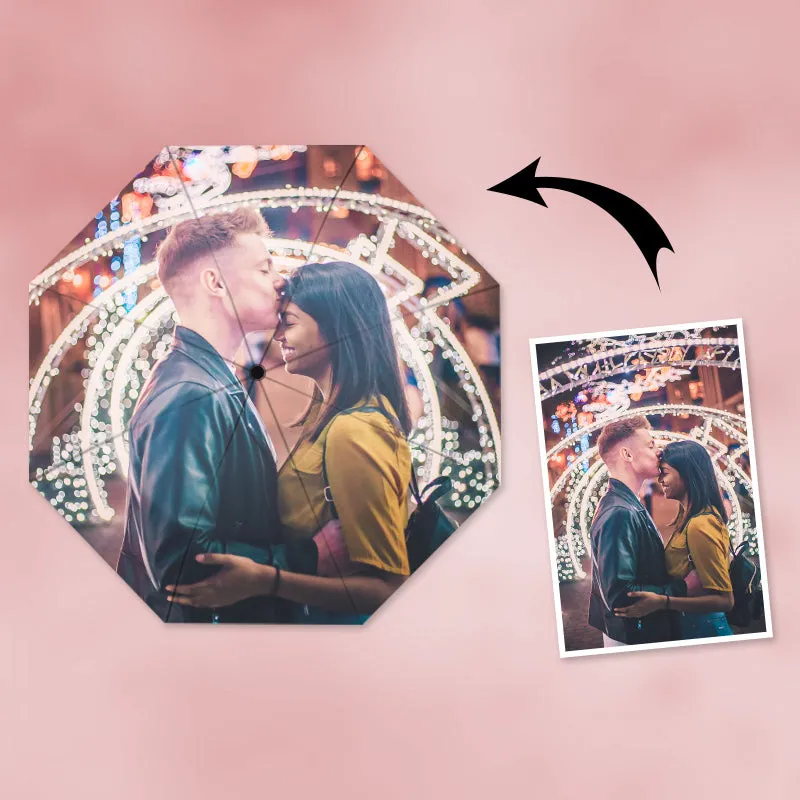 Custom Photo Umbrella 3 Folding Automatic Open & Close UV Umbrella Interior/Outside Printing
