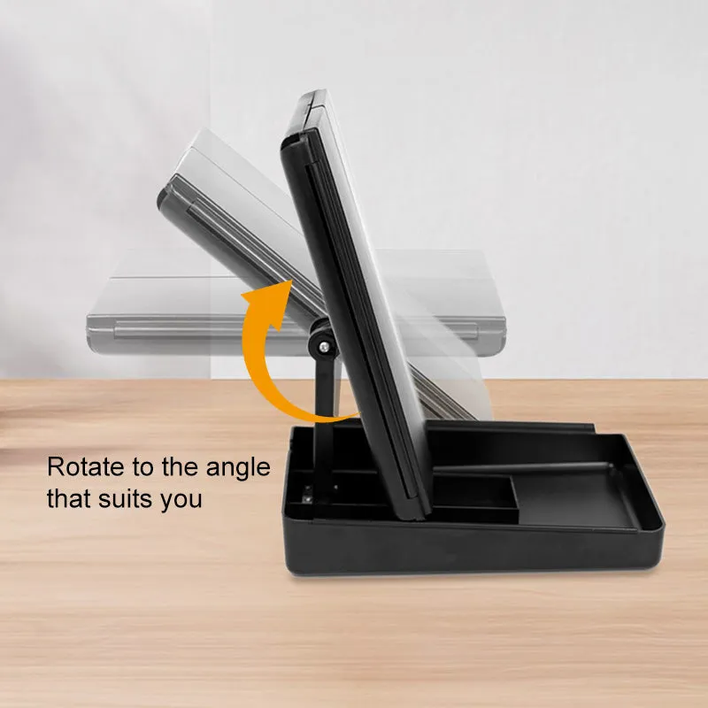 Customizable logo, LED desktop makeup mirror with storage case, three-fold beauty mirror
