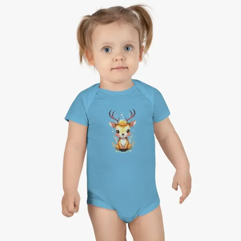 Cute Deer Baby Onesie with Easy Snap Closure