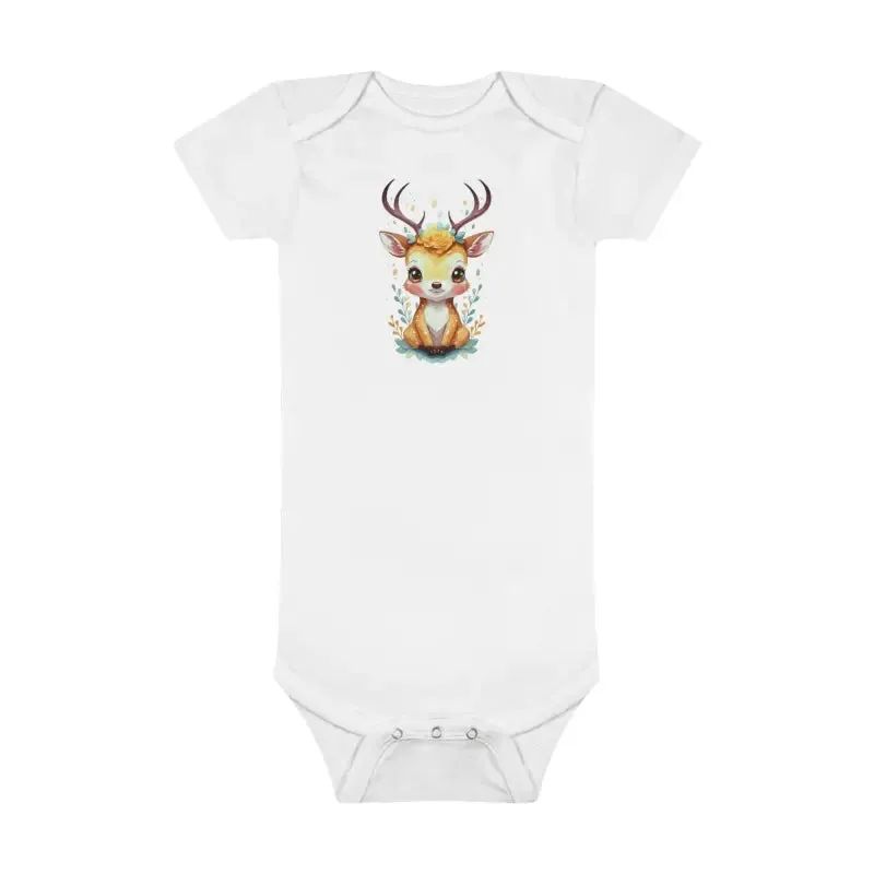 Cute Deer Baby Onesie with Easy Snap Closure