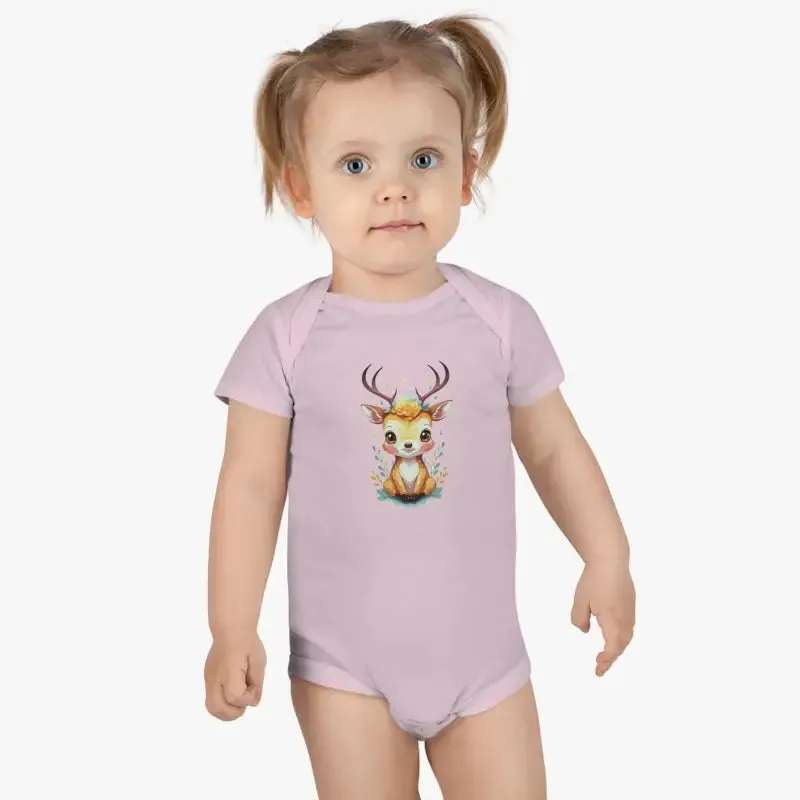 Cute Deer Baby Onesie with Easy Snap Closure