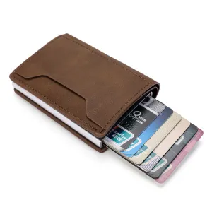 Cyflymder New Credit Card Holder Rfid Anti-theft Brush Men Leather Wallet Top Pu Leather Wallet with Coin Pocket & Note Compartment
