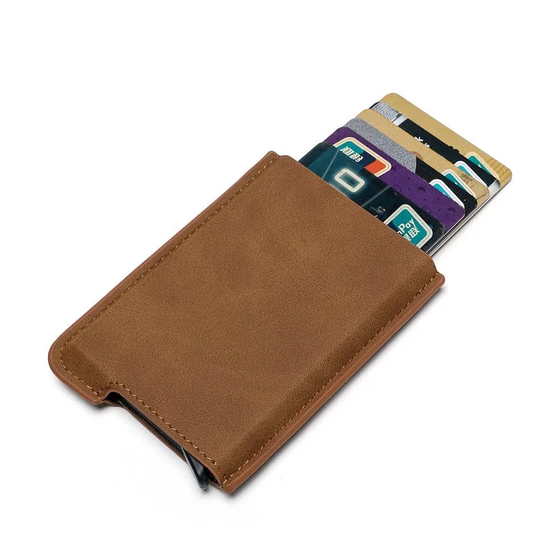Cyflymder New Credit Card Holder Rfid Anti-theft Brush Men Leather Wallet Top Pu Leather Wallet with Coin Pocket & Note Compartment