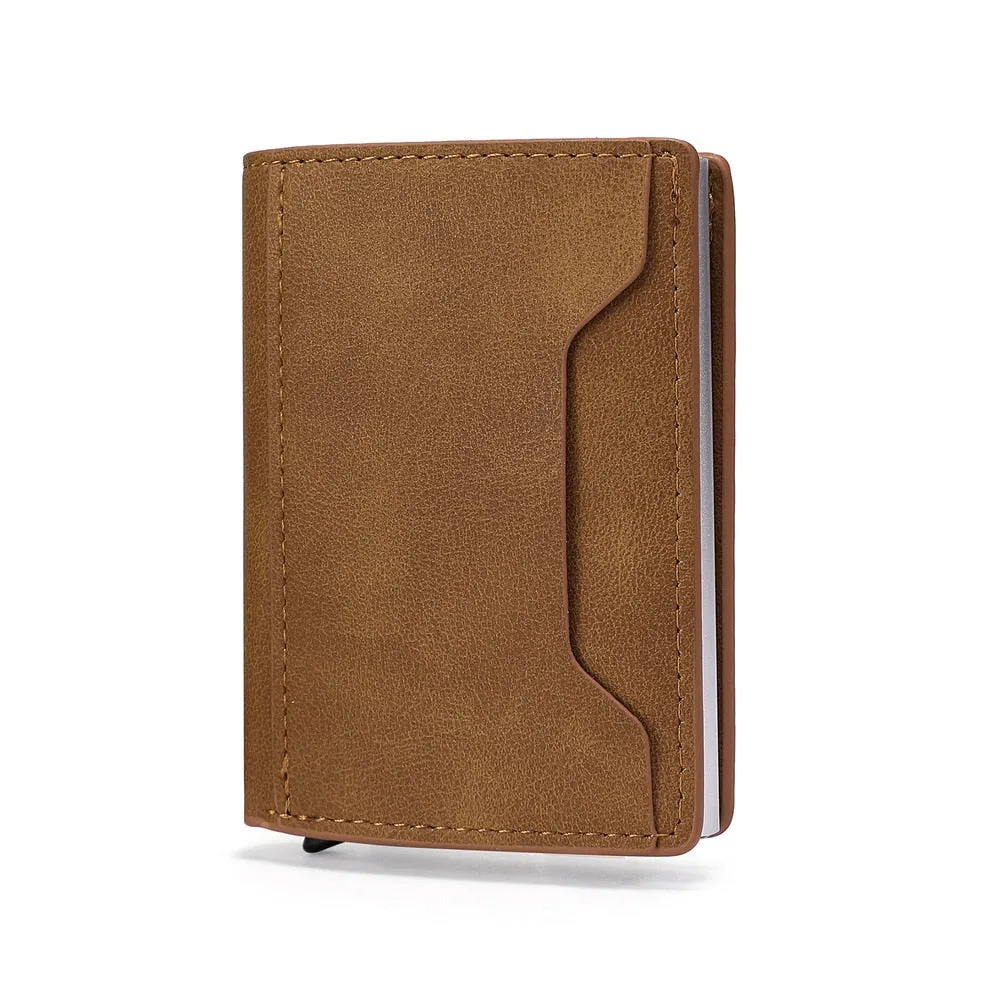 Cyflymder New Credit Card Holder Rfid Anti-theft Brush Men Leather Wallet Top Pu Leather Wallet with Coin Pocket & Note Compartment