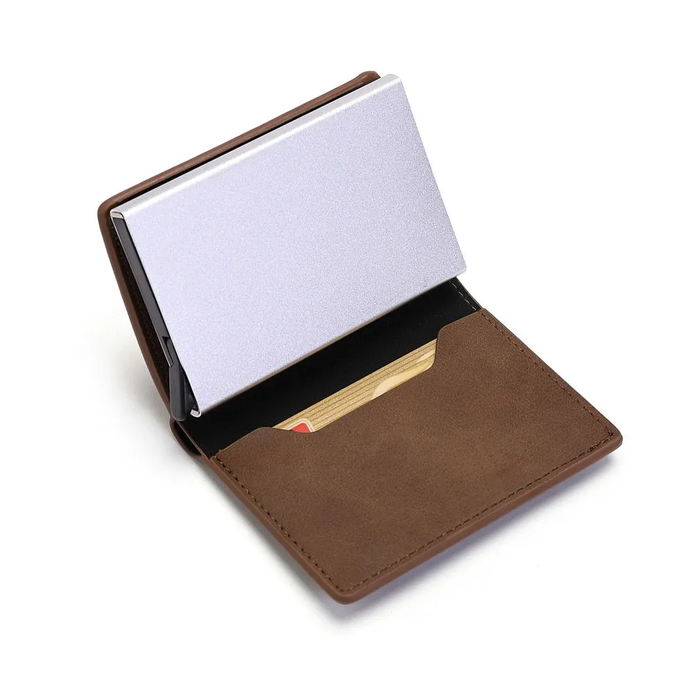 Cyflymder New Credit Card Holder Rfid Anti-theft Brush Men Leather Wallet Top Pu Leather Wallet with Coin Pocket & Note Compartment