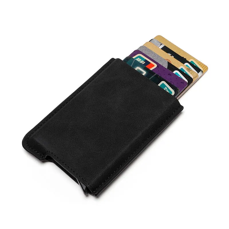 Cyflymder New Credit Card Holder Rfid Anti-theft Brush Men Leather Wallet Top Pu Leather Wallet with Coin Pocket & Note Compartment
