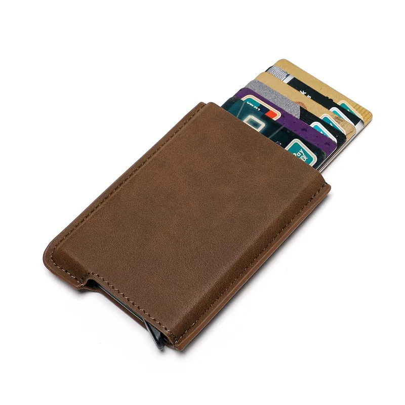 Cyflymder New Credit Card Holder Rfid Anti-theft Brush Men Leather Wallet Top Pu Leather Wallet with Coin Pocket & Note Compartment